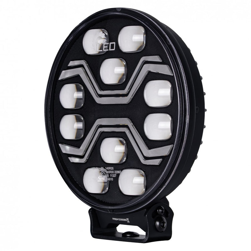KAMAR X-SPIDER TOXIC L3440 LED tālās gaismas lukturis ar balto pozīcijas un oranžo brīdinājuma gaismu, 80/3/14W, 12/24V, 10+42LED, IP6K9K/IP6K8, 2,5m kabelis, ECE R10/R65/R148/R149, 2 gadu garantija