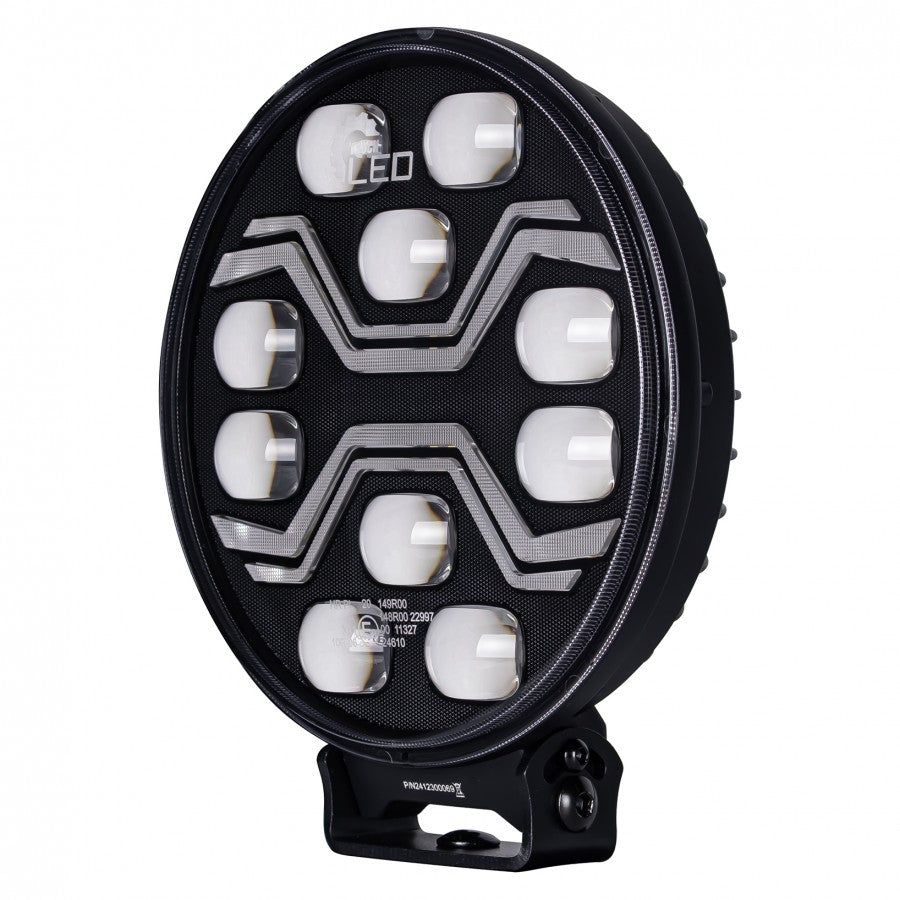 KAMAR X-SPIDER TOXIC L3440 LED tālās gaismas lukturis ar balto pozīcijas un oranžo brīdinājuma gaismu, 80/3/14W, 12/24V, 10+42LED, IP6K9K/IP6K8, 2,5m kabelis, ECE R10/R65/R148/R149, 2 gadu garantija