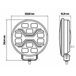 KAMAR X-SPIDER TOXIC L3440 LED tālās gaismas lukturis ar balto pozīcijas un oranžo brīdinājuma gaismu, 80/3/14W, 12/24V, 10+42LED, IP6K9K/IP6K8, 2,5m kabelis, ECE R10/R65/R148/R149, 2 gadu garantija