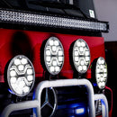 KAMAR X-SPIDER TOXIC L3440 LED tālās gaismas lukturis ar balto pozīcijas un oranžo brīdinājuma gaismu, 80/3/14W, 12/24V, 10+42LED, IP6K9K/IP6K8, 2,5m kabelis, ECE R10/R65/R148/R149, 2 gadu garantija