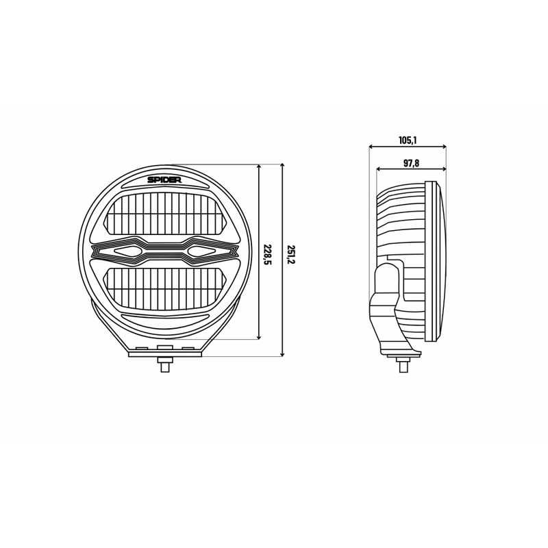 KAMAR X-SPIDER NINJA ROUND LED tālās gaismas lampa L3442 100 W 12/24 V IP69K ar strobo un pozīcijas gaismu