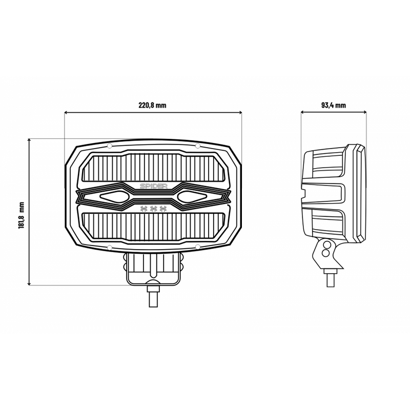 KAMAR X-SPIDER NINJA OVAL LED tālās gaismas lampa L3443 80 W 12/24 V IP69K ar strobo un pozīcijas gaismu