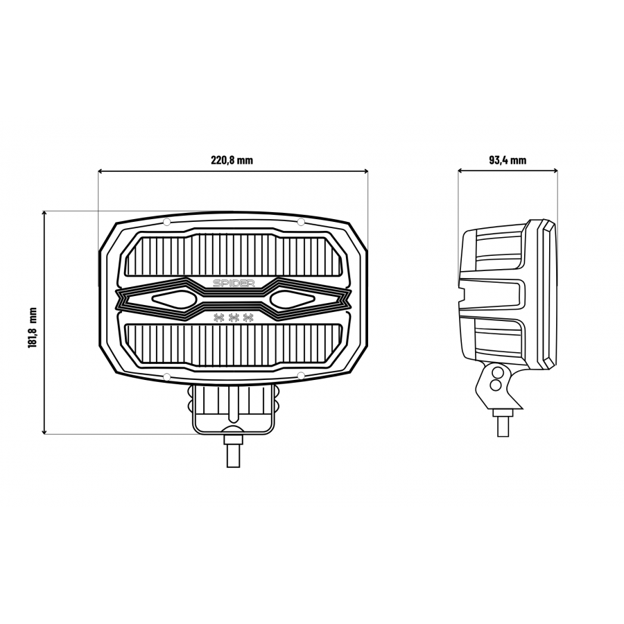 KAMAR X-SPIDER NINJA OVAL LED High-Beam Headlight L3443 80 W 12/24 V IP69K with Strobe and Parking Light