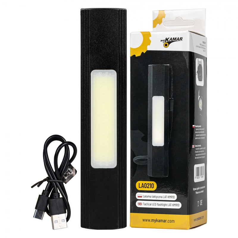 KAMAR Taktiskais LED lukturis LAT-KMR10 ar USB uzlādi un akumulatoru, pārnēsājams darba un kempinga lukturis