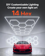 VEVOR sešstūru LED garāžas gaismeklis 720W, 86400lm, 6500K, 14 sekcijas