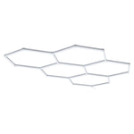 VEVOR sešstūru LED garāžas gaismeklis 240W, 28800lm, 6500K, 5 sekcijas