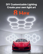 VEVOR sešstūru LED garāžas gaismeklis 248W, 29760lm, 6500K, 8 sekcijas