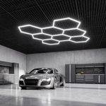 VEVOR sešstūru LED garāžas gaismeklis 248W, 29760lm, 6500K, 8 sekcijas