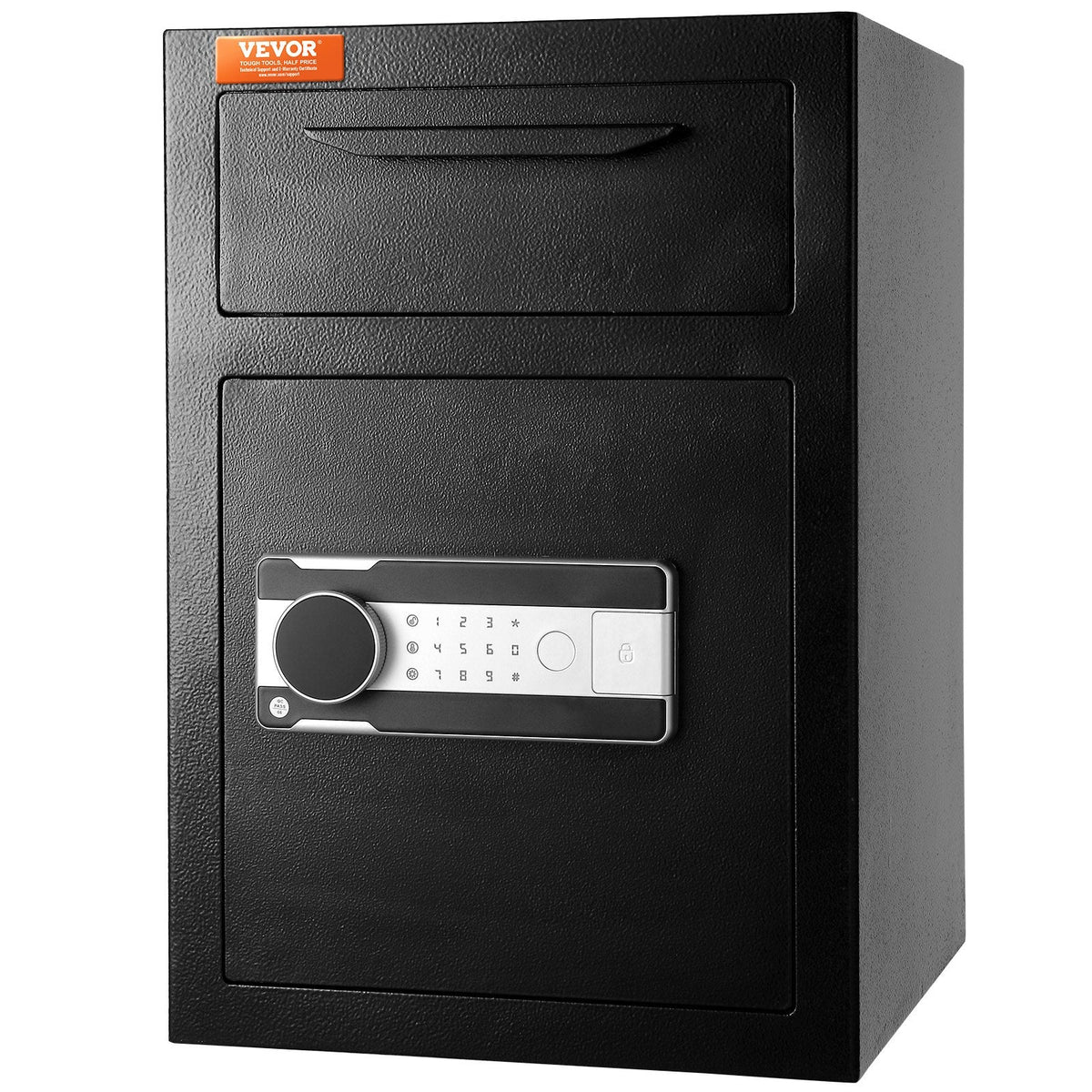 VEVOR depozīta seifs ar iemaksas slotu, elektronisko koda slēdzeni un 2 avārijas atslēgām, 70,8 l tilpums, izmēri 514 × 355 × 355 mm, piemērots skaidrai naudai un korespondencei mājās, birojā vai viesnīcā