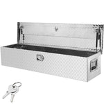 VEVOR smaga darba alumīnija instrumentu kaste, dimanta plāksne, sānu rokturis, slēdzene ar atslēgām, uzglabāšanas kaste pikapiem, RV un piekabēm, 122 x 38 x 38 cm, sudraba