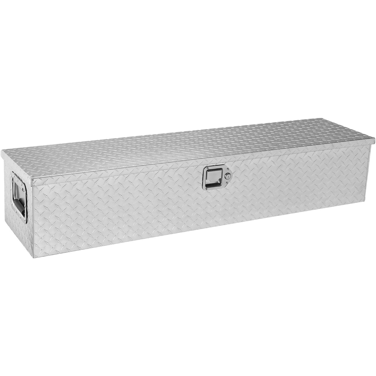 VEVOR smaga darba alumīnija instrumentu kaste, dimanta plāksne, sānu rokturis, slēdzene ar atslēgām, uzglabāšanas kaste pikapiem, RV un piekabēm, 122 x 38 x 38 cm, sudraba