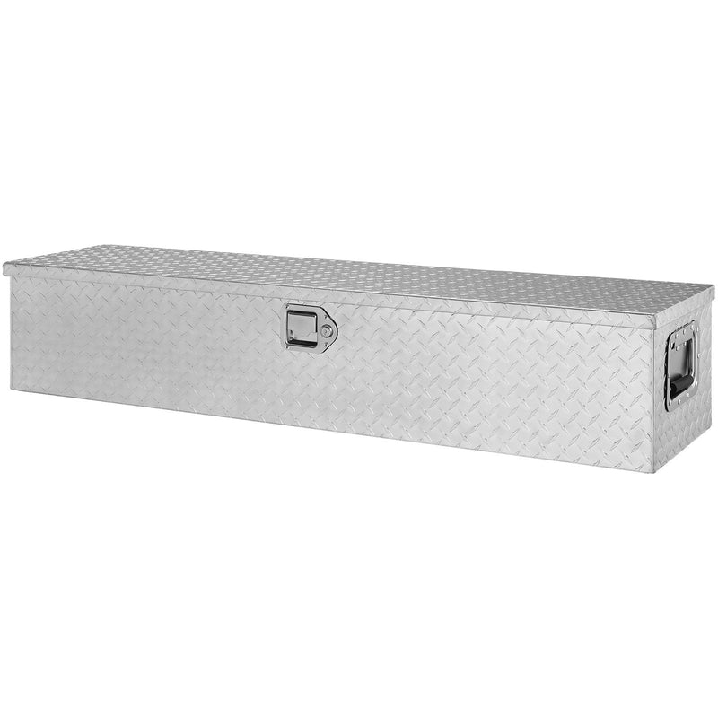 VEVOR smaga darba alumīnija instrumentu kaste, dimanta plāksne, sānu rokturis, slēdzene ar atslēgām, uzglabāšanas kaste pikapiem, RV un piekabēm, 122 x 38 x 38 cm, sudraba