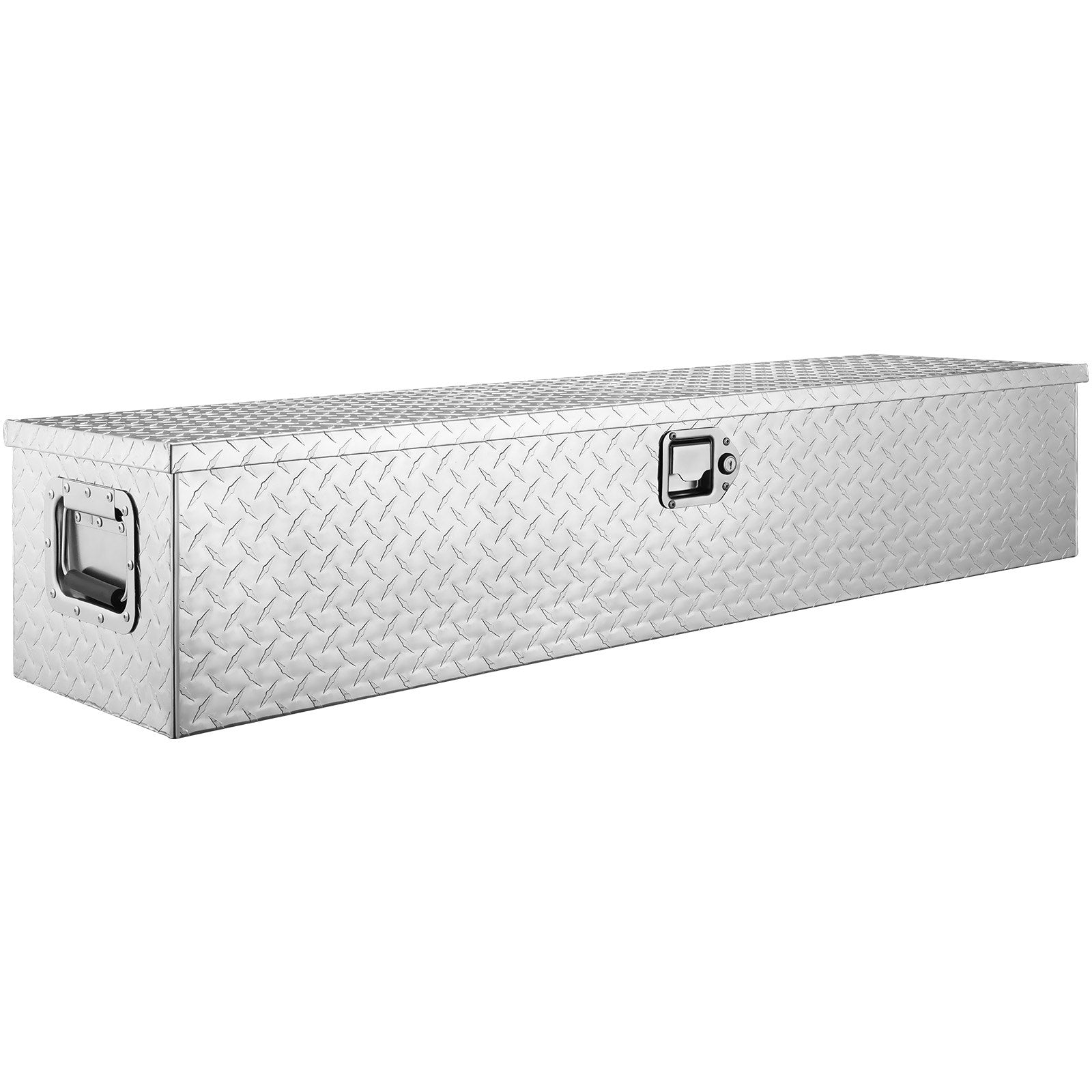 VEVOR smaga darba alumīnija instrumentu kaste, dimanta plāksne, sānu rokturis, slēdzene ar atslēgām, uzglabāšanas kaste pikapiem, RV un piekabēm, 122 x 38 x 38 cm, sudraba