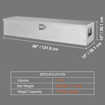 VEVOR smaga darba alumīnija instrumentu kaste, dimanta plāksne, sānu rokturis, slēdzene ar atslēgām, uzglabāšanas kaste pikapiem, RV un piekabēm, 122 x 38 x 38 cm, sudraba