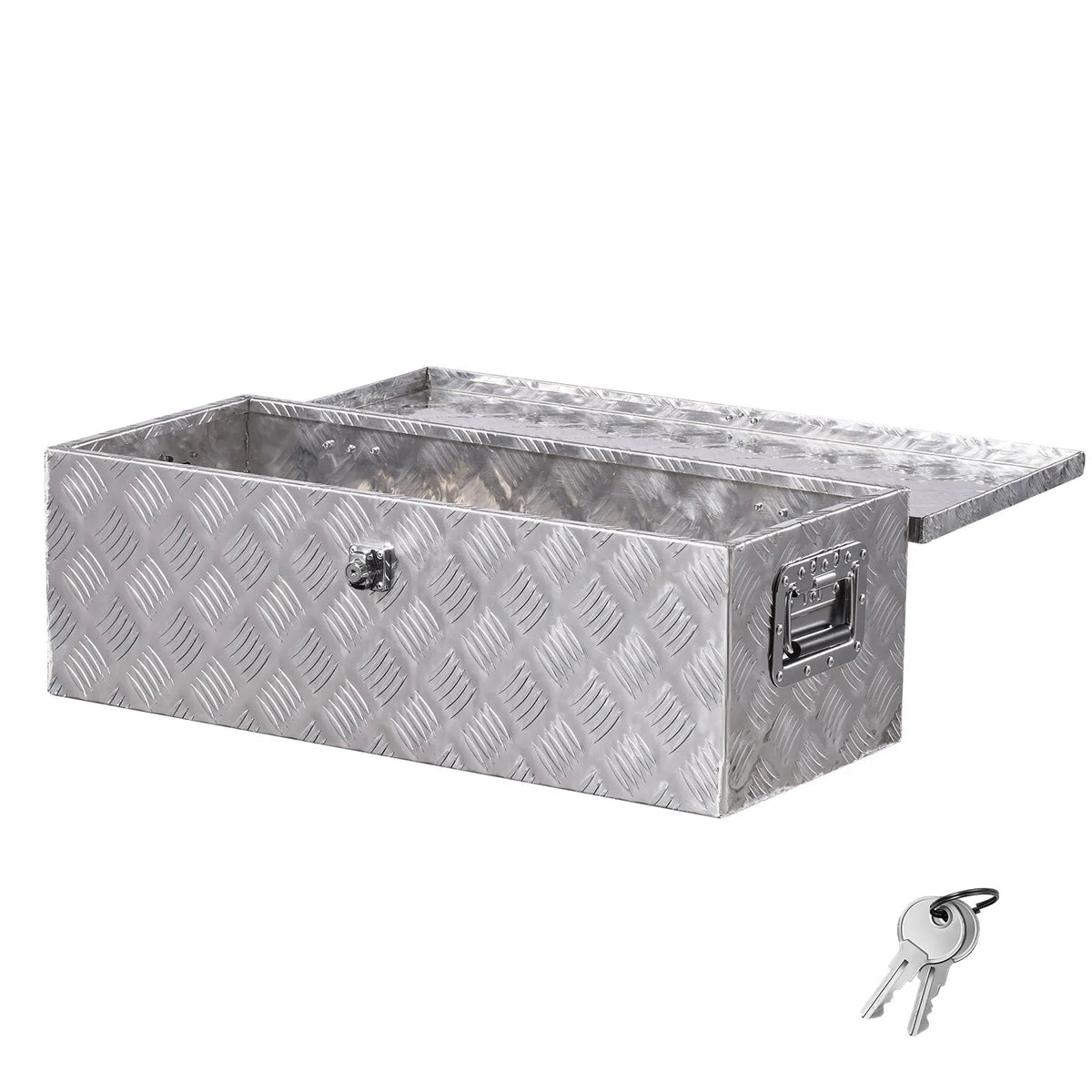 VEVOR smagās slodzes alumīnija kravas kastes instrumentu kaste ar rievojuma pārklājumu, sānu rokturiem un slēdzeni, 762×330×244 mm, sudraba krāsa
