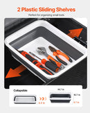 VEVOR smagās slodzes alumīnija kravas kastes instrumentu kaste ar rievotu pārklājumu, bīdāmu plauktu, sānu rokturi un slēdzeni, 899×370×370 mm, melna