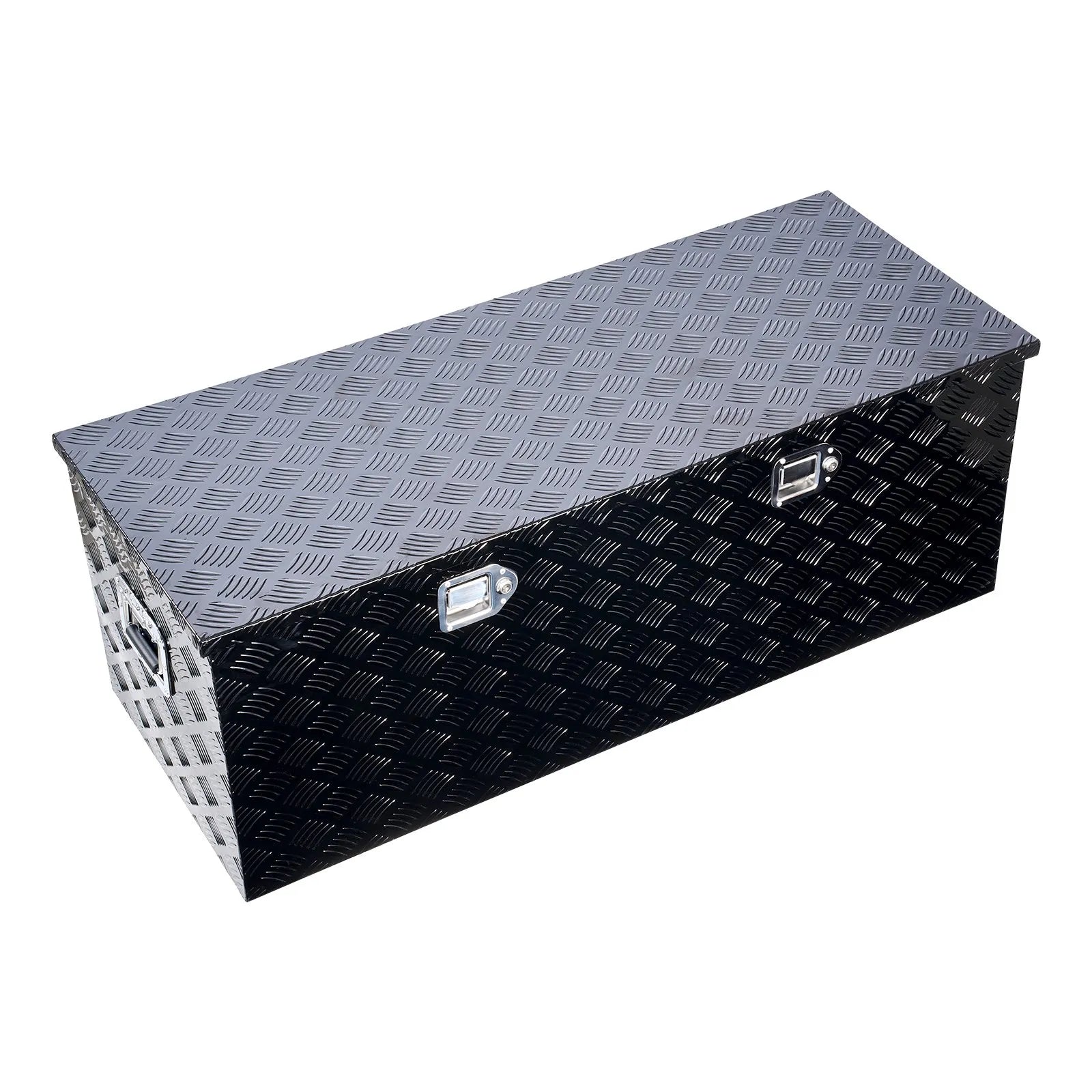 VEVOR smagās slodzes alumīnija kravas automašīnas instrumentu kaste, 1219,2×495,3×444,5 mm rievota uzglabāšanas kaste ar sānu rokturi un slēdzeni ar atslēgām, melna, piemērota piekabēm un pikapiem
