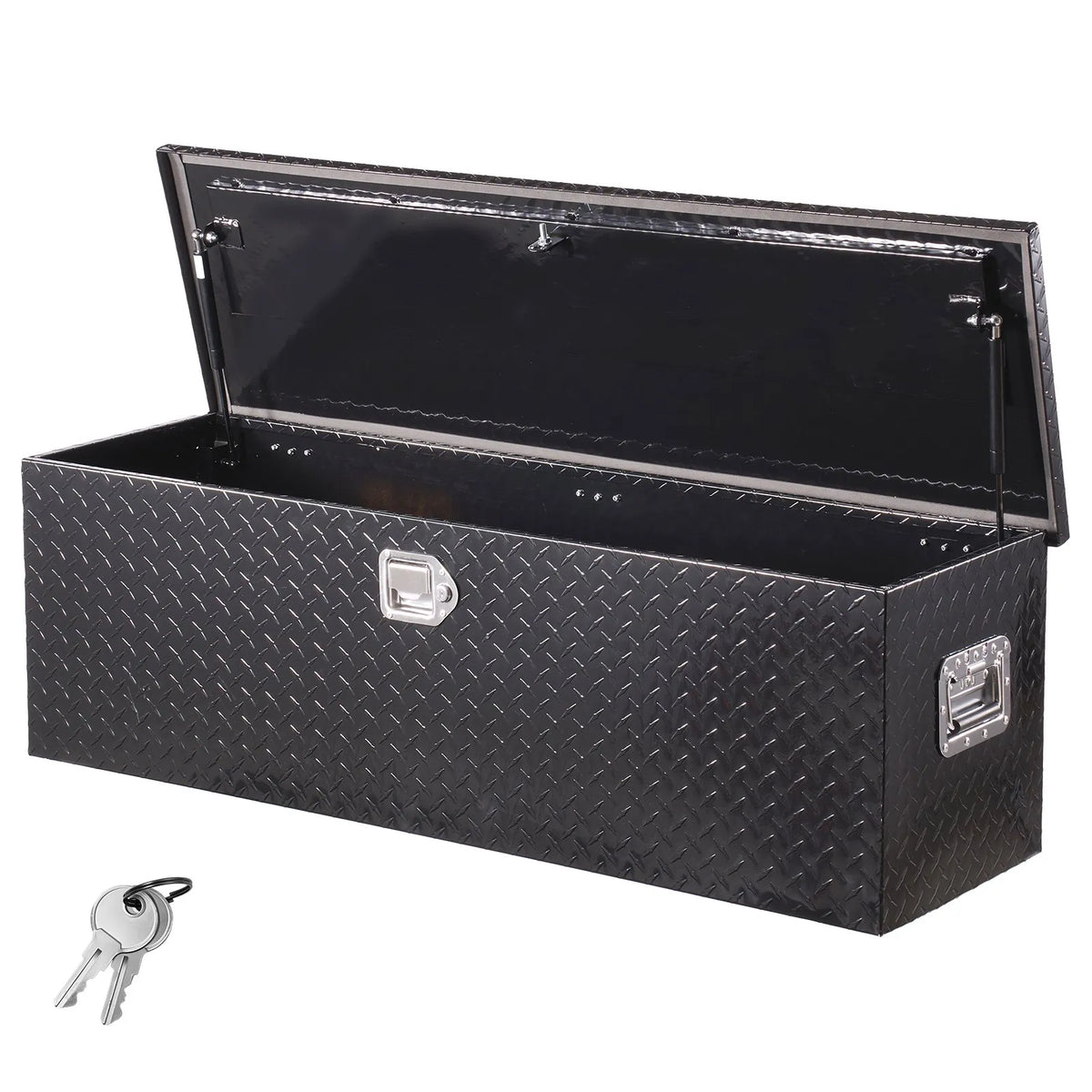 VEVOR smagās slodzes alumīnija kravas kastes instrumentu kaste ar dimanta raksta pārklājumu, sānu rokturiem un slēdzeni, 1244,6×381×381 mm, melna