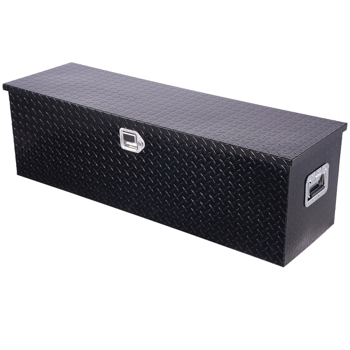 VEVOR smagās slodzes alumīnija kravas kastes instrumentu kaste ar dimanta raksta pārklājumu, sānu rokturiem un slēdzeni, 1244,6×381×381 mm, melna