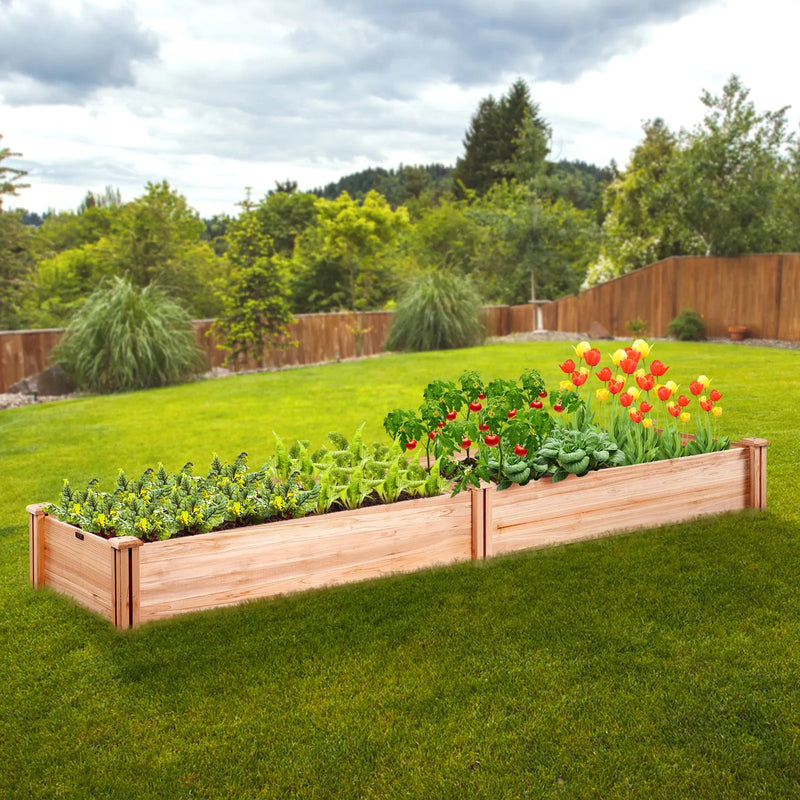VEVOR paaugstināta dārza dobe 240,8 × 61 × 24,4 cm, koka stādīšanas kaste ar atvērtu pamatni ziedu, dārzeņu un garšaugu audzēšanai dārzā, pagalmā, terasē vai balkonā, burvuda krāsa