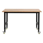 VEVOR regulējams darba galds uz riteņiem, slodze līdz 680 kg, 122 × 60 cm ozolkoka virsma, augstuma regulēšana 72,5–107,5 cm, izturīgs masīvkoka darba galds garāžai, darbnīcai, mājai un birojam