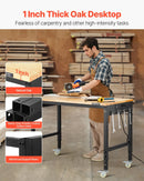 VEVOR 1220 mm töölaud ratastel, reguleeritava kõrgusega, koos toitejuhtme ja tööriistaplaadiga