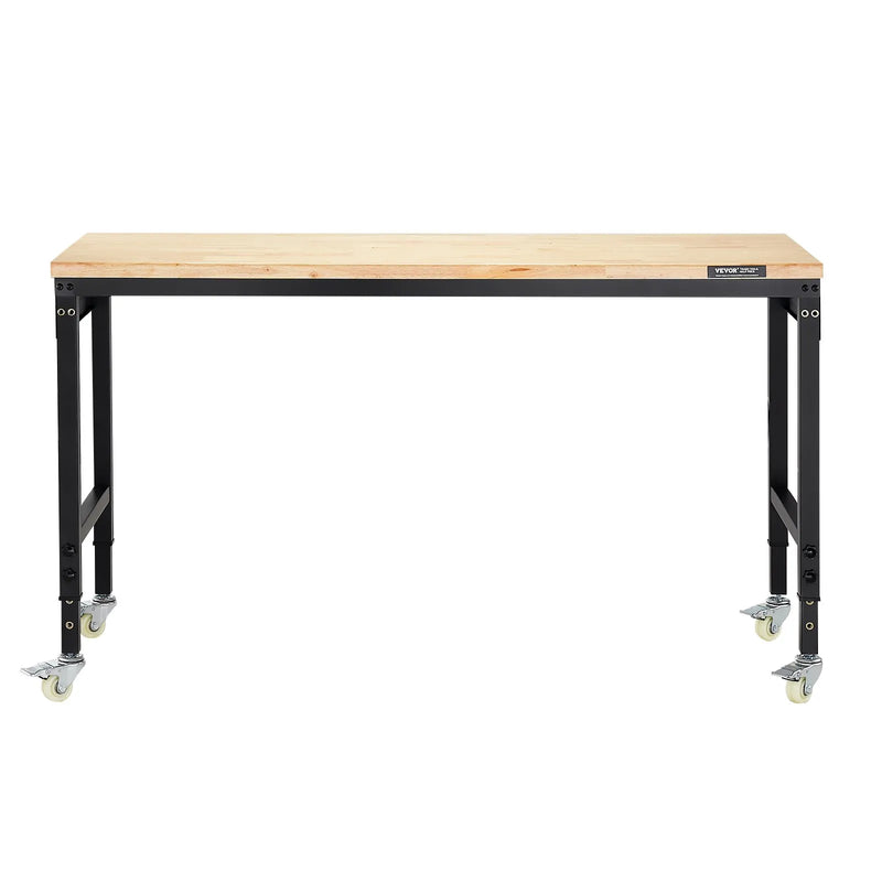 VEVOR 1500 mm darba galds uz riteņiem, regulējams augstums, ar elektroizvadi un instrumentu dēli