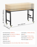 VEVOR 1500 mm darba galds uz riteņiem, regulējams augstums, ar elektroizvadi un instrumentu dēli