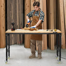 VEVOR 1500 mm darba galds uz riteņiem, regulējams augstums, ar elektroizvadi un instrumentu dēli