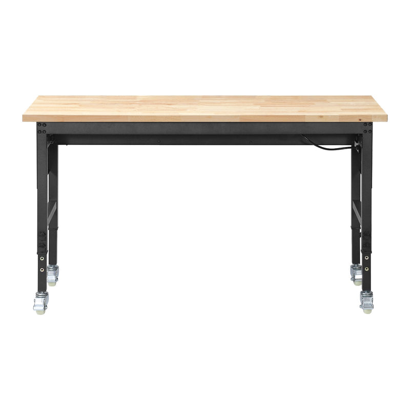 VEVOR regulējams darba galds 1524 mm, slodze līdz 680 kg, darba galds ar atvilktni, elektrības rozeti, riteņiem un perforēto instrumentu paneli, izturīga ozolkoka virsma, piemērots garāžai, darbnīcai, birojam un mājai