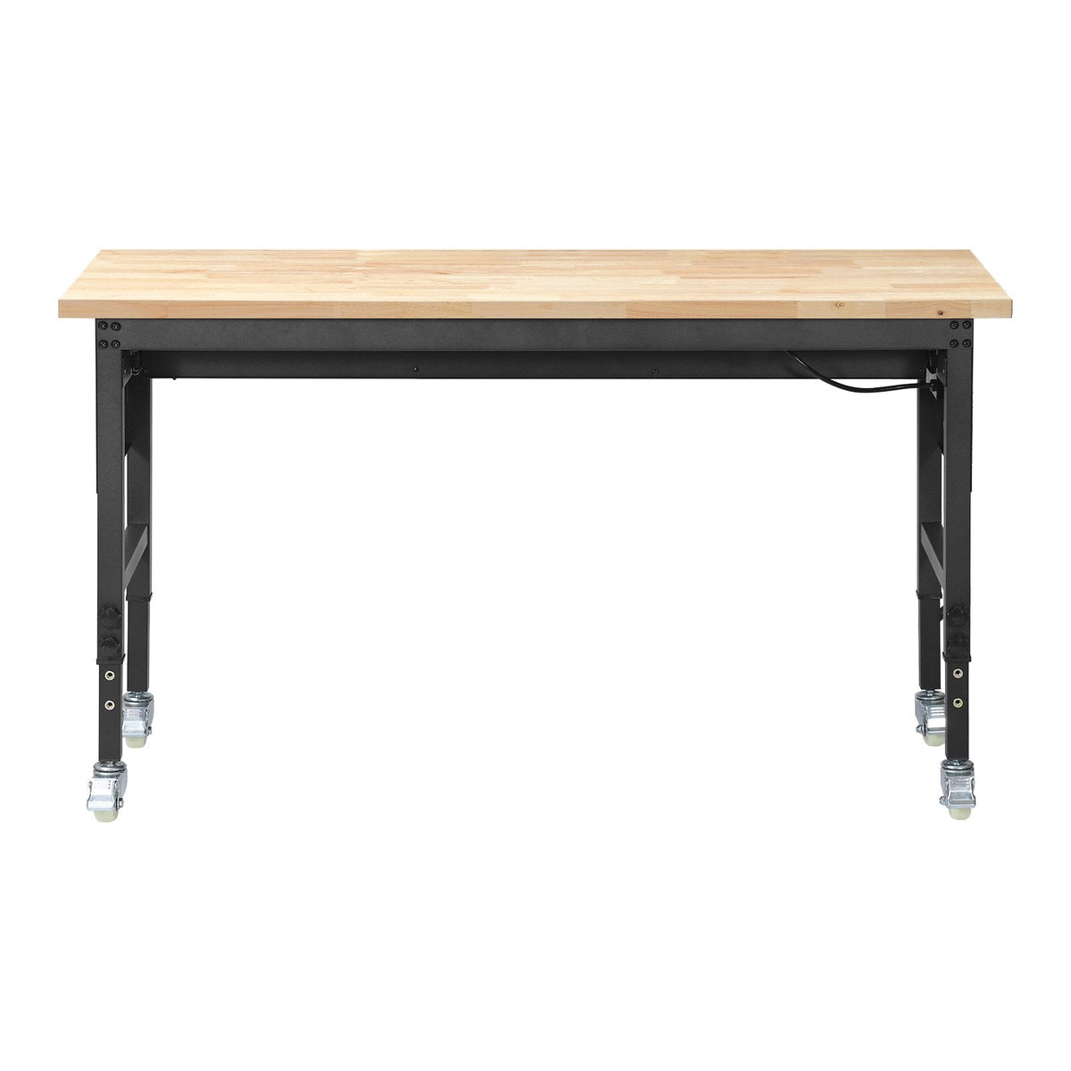 VEVOR regulējams darba galds 1524 mm, slodze līdz 680 kg, darba galds ar atvilktni, elektrības rozeti, riteņiem un perforēto instrumentu paneli, izturīga ozolkoka virsma, piemērots garāžai, darbnīcai, birojam un mājai