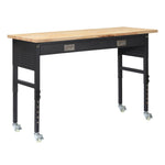 VEVOR regulējams darba galds 1524 mm, slodze līdz 680 kg, darba galds ar atvilktni, elektrības rozeti, riteņiem un perforēto instrumentu paneli, izturīga ozolkoka virsma, piemērots garāžai, darbnīcai, birojam un mājai