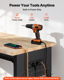 VEVOR regulējams darba galds 1524 mm, slodze līdz 680 kg, darba galds ar atvilktni, elektrības rozeti, riteņiem un perforēto instrumentu paneli, izturīga ozolkoka virsma, piemērots garāžai, darbnīcai, birojam un mājai