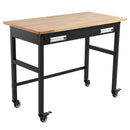 VEVOR 122 x 61 x 94 cm work table on castors, wooden top with drawer and organiser, load capacity up to 680 kg