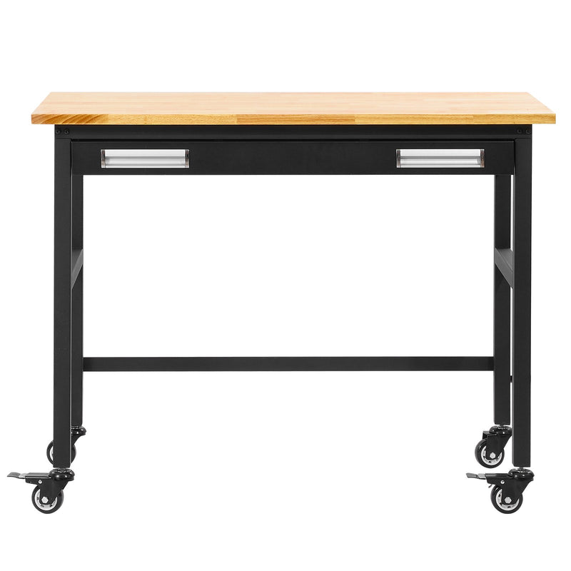 VEVOR 122 x 61 x 94 cm work table on castors, wooden top with drawer and organiser, load capacity up to 680 kg