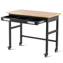 VEVOR 122 x 61 x 94 cm work table on castors, wooden top with drawer and organiser, load capacity up to 680 kg
