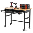VEVOR 122 x 61 x 94 cm work table on castors, wooden top with drawer and organiser, load capacity up to 680 kg