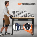 VEVOR 122 x 61 x 94 cm work table on castors, wooden top with drawer and organiser, load capacity up to 680 kg