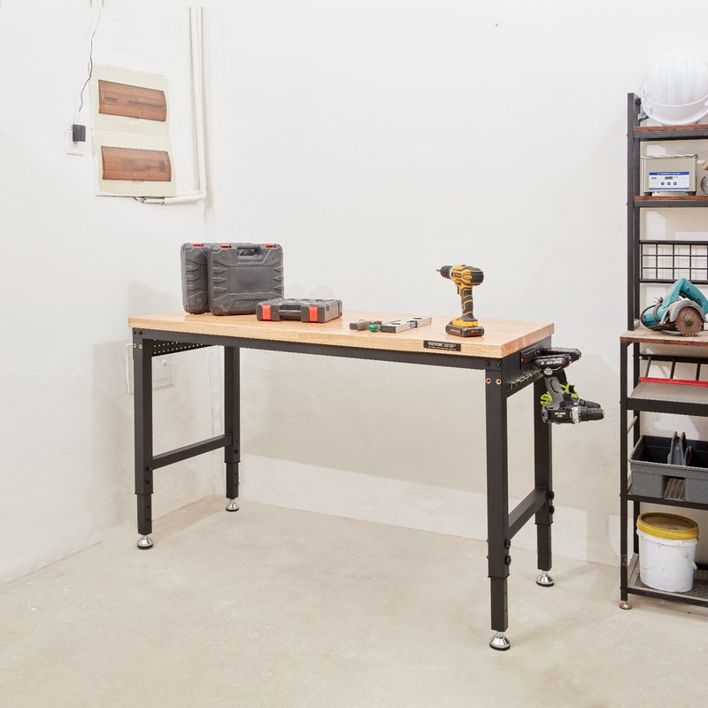 Рабочий стол VEVOR с регулируемой высотой 122 см x 61 см с розеткой