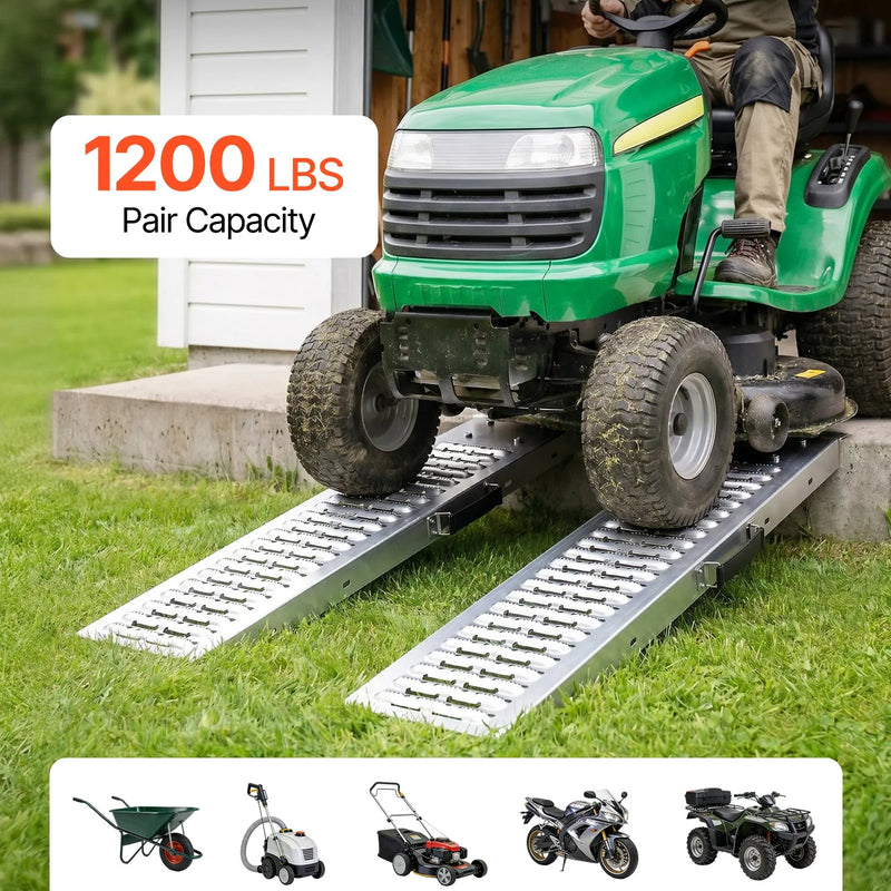 VEVOR piekabes uzbrauktuves, 2 gab., 985 × 225 mm, tērauda uzbraukšanas rampas ar neslīdošu virsmu, kravnesība 544 kg, motocikliem, zāles pļāvējiem, traktoriem un ratiem