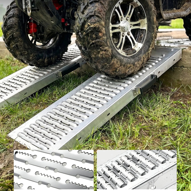 VEVOR piekabes uzbrauktuves, 2 gab., 985 × 225 mm, tērauda uzbraukšanas rampas ar neslīdošu virsmu, kravnesība 544 kg, motocikliem, zāles pļāvējiem, traktoriem un ratiem