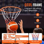 VEVOR basketbola stīpa, pie sienas vai durvīm montējams basketbola grozs, izturīga Q235 tērauda elastīgā stīpa ar tīklu, standarta 45,7 cm iekštelpu un āra piekaramais basketbola grozs bērniem un pieaugušajiem