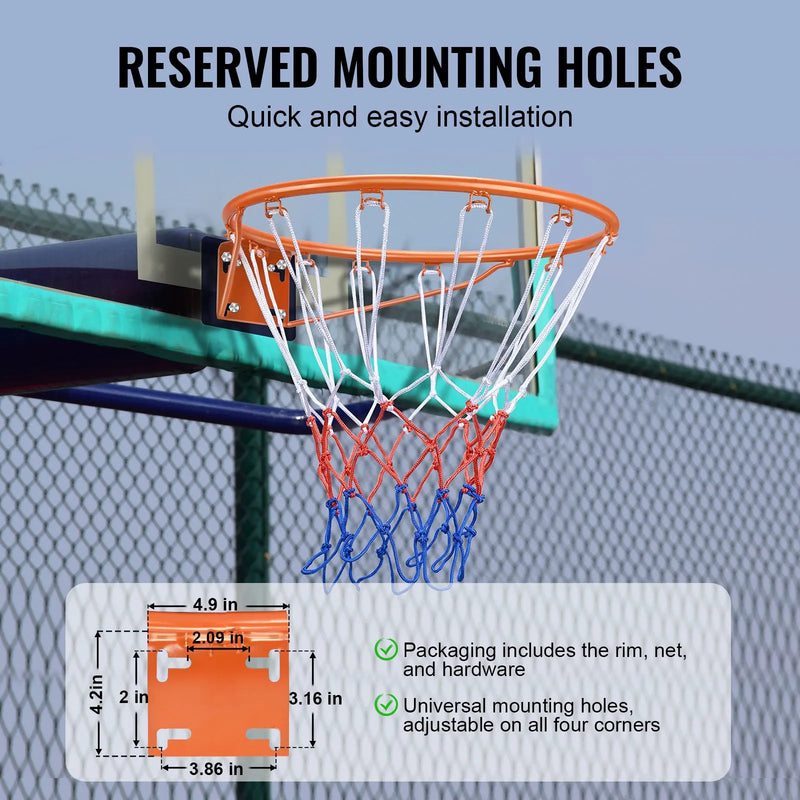 VEVOR basketbola stīpa, pie sienas vai durvīm montējams basketbola grozs, izturīga Q235 tērauda elastīgā stīpa ar tīklu, standarta 45,7 cm iekštelpu un āra piekaramais basketbola grozs bērniem un pieaugušajiem