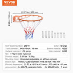 VEVOR basketbola stīpa, pie sienas vai durvīm montējams basketbola grozs, izturīga Q235 tērauda elastīgā stīpa ar tīklu, standarta 45,7 cm iekštelpu un āra piekaramais basketbola grozs bērniem un pieaugušajiem