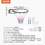 VEVOR basketbola groza stīpa sienas vai durvju montāžai, pastiprināta Q235 tērauda konstrukcija ar dubulto atsperi un tīklu, Ø457 mm standarta grozs lietošanai telpās un ārā, piemērots bērniem un pieaugušajiem