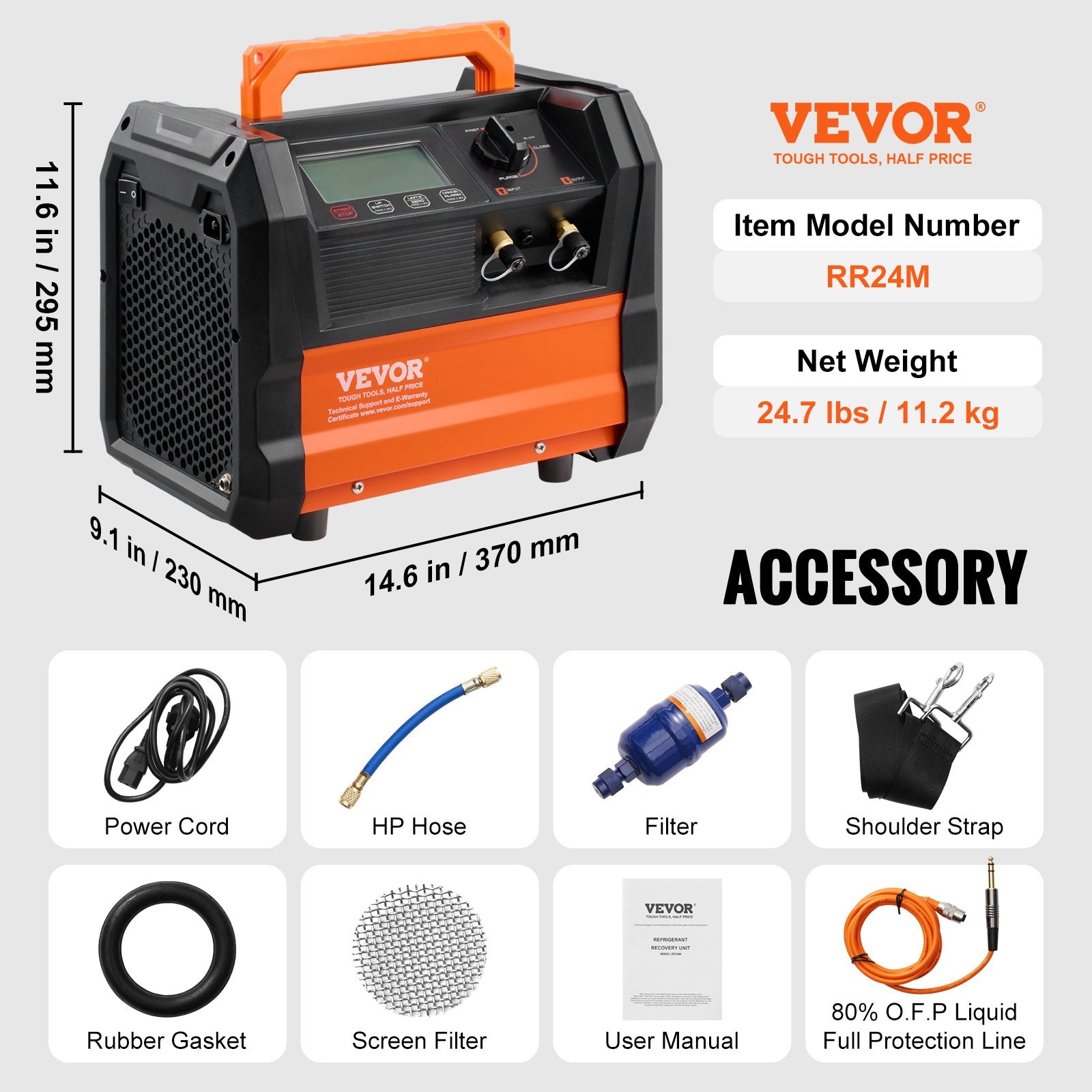 VEVOR Heat Recovery Unit 1 HP two-cylinder carbon-free portable air conditioner