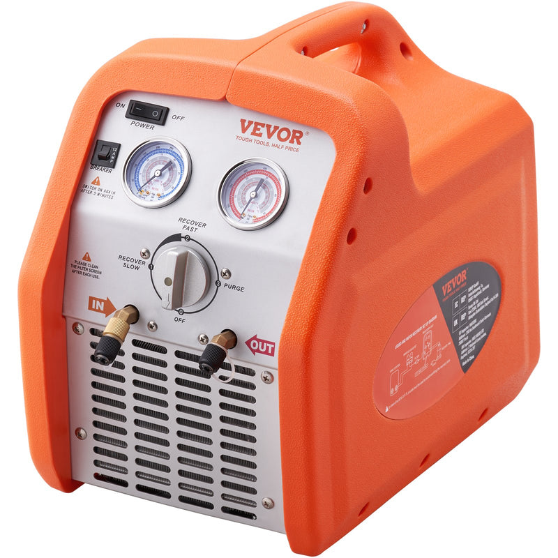 VEVOR portable 3/4 H refrigerant recovery unit - AC recovery unit with high pressure protection 220-240 V 60 Hz recovery unit for HVAC vapour liquid refrigerant, automotive air conditioning