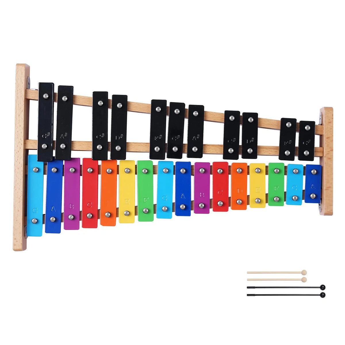 VEVOR 27 toņu glokenspīls/ksilofons ar krāsainiem metāla taustiņiem, profesionāls perkusiju instruments ar 4 vālītēm un pārnēsājamo somu, piemērots iesācējiem un pieaugušajiem