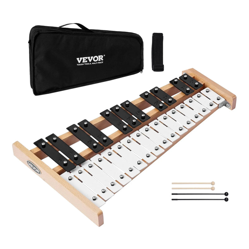 VEVOR metalofons ar 27 notīm, profesionāls perkusiju instruments ar metāla plāksnītēm, 4 vālītēm un pārnēsāšanas somu, piemērots iesācējiem un pieaugušajiem mūzikas apguvei