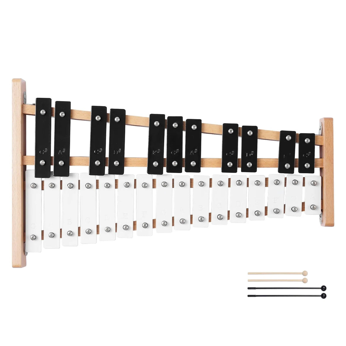 VEVOR metalofons ar 27 notīm, profesionāls perkusiju instruments ar metāla plāksnītēm, 4 vālītēm un pārnēsāšanas somu, piemērots iesācējiem un pieaugušajiem mūzikas apguvei